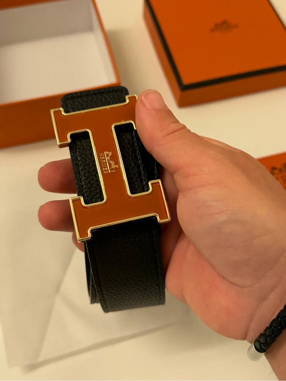 Hermès Constance H Belt – Black & Gold / Gold-Brown Reversible